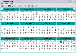 AMPsoft Calendar opened from tray