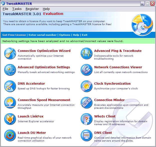 This is the main TweakMASTER interface.