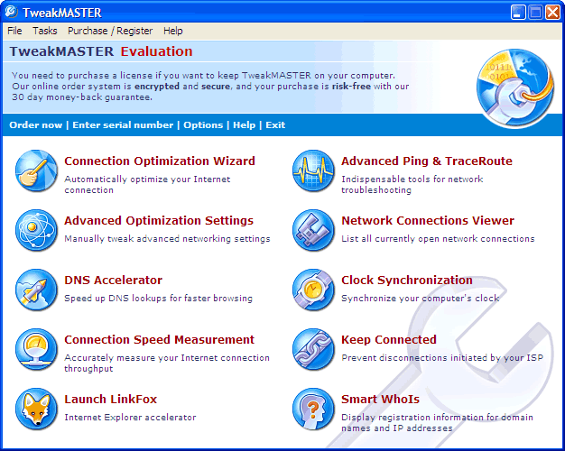 This is the main TweakMASTER interface.